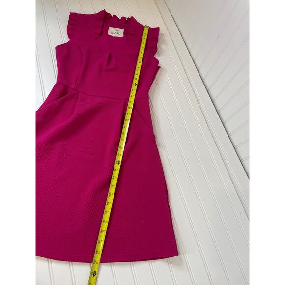 Anthropologie Tabitha Pink Fit and Flare Mini Dress Ruffle Pocket Peasant Size 2 - Picture 5 of 7
